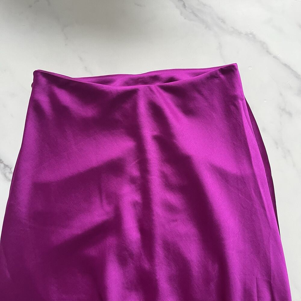 Trina Turk Aspen Satin Ruched Midi Skirt geranium Pink Sz 4 Dopamine Preppy Chic - Picture 8 of 11